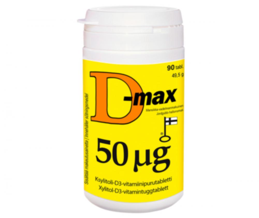 D-max 50 µg, Mansikka-Vadelma