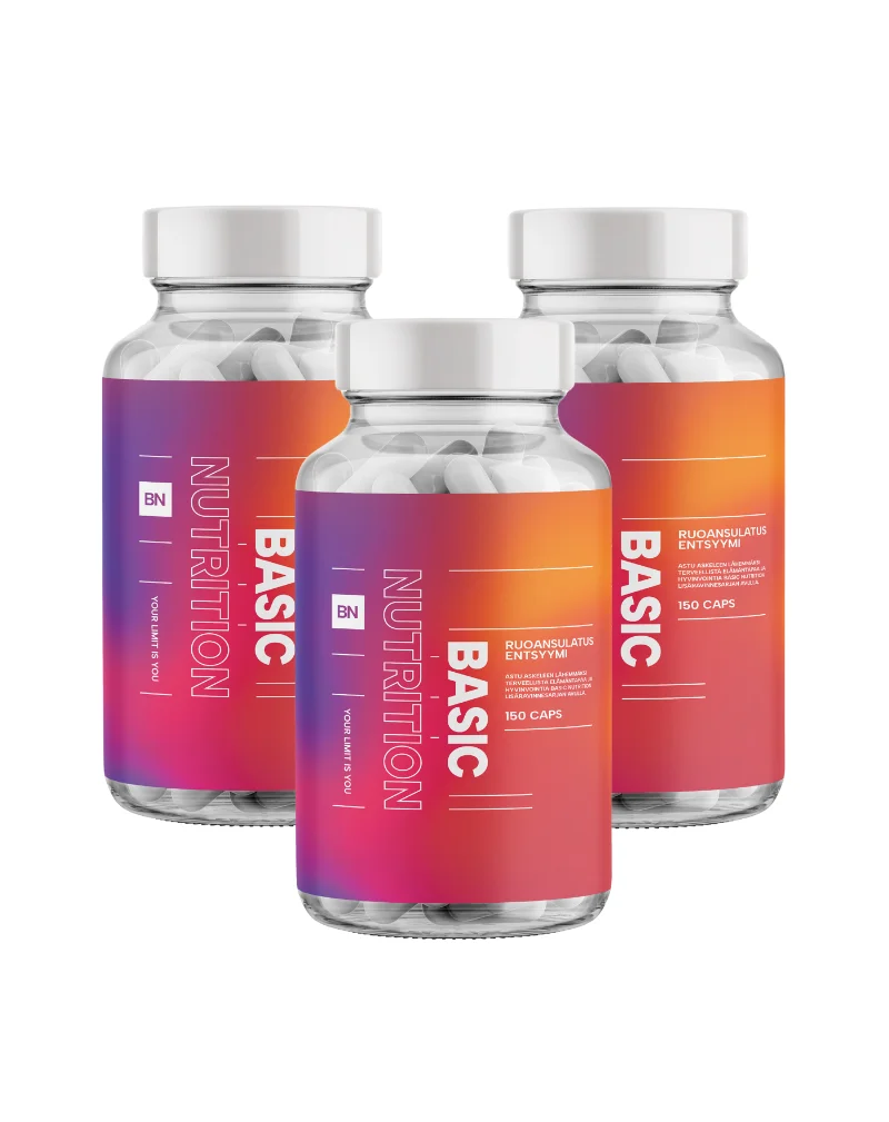 Big Buy: 3 kpl Basic Nutrition Ruoansulatusentsyymi (450 kaps.)