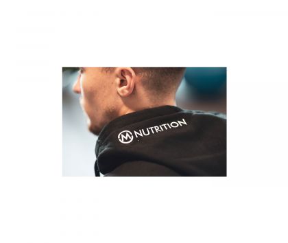 M-NUTRITION Sports Wear Unisex Zip Hoodie logolla, Valkoinen logo