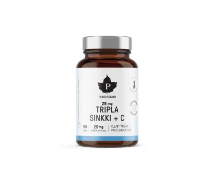 Puhdistamo Tripla Sinkki + C, 25 mg, 60 kaps.