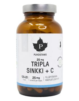 Puhdistamo Tripla Sinkki + C 25 mg, 120 + 20 kaps. (Kampanjakoko!)